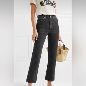 Agolde Pinch Waist High-Rise Flared Jeans | Faded Black
